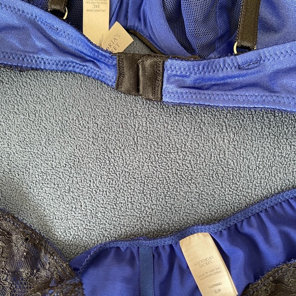 Victorias Secret blue and black lace 34C Bra & bikini set - Picture 3 of 3